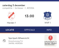 Wedstrijd v.v. Hierden 1 - WVF 1 vervroegd naar 13:00 uur