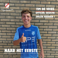 Tim de Vries officieel selectiespeler v.v. Hierden 1