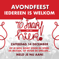 AVONDFEEST 14 DECEMBER - MELD JE AAN!