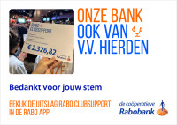 Mooie opbrengst Rabo ClubSupport voor v.v. Hierden!